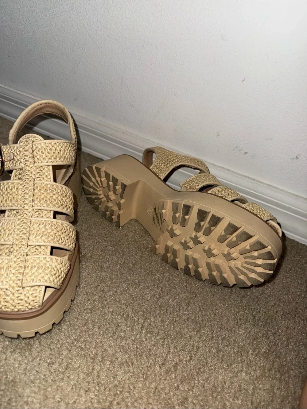 wild fable Beige Woven Platform Fisherman Sandals